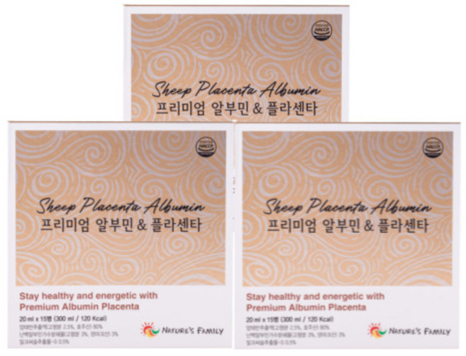 네이처스패밀리 프리미엄 알부민 & 플라센타 20ml 15병 [호주 직수입], 3개, 300ml