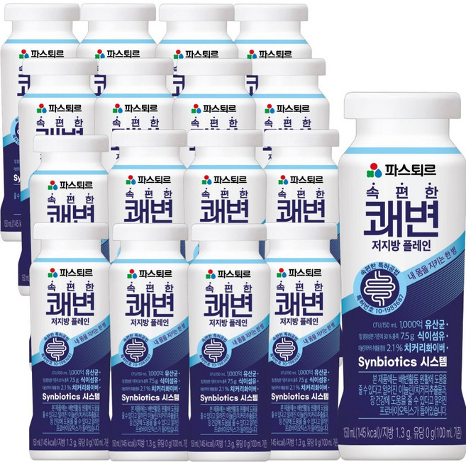 파스퇴르 속편한 쾌변 요구르트 150ml (플레인맛 ), 16개