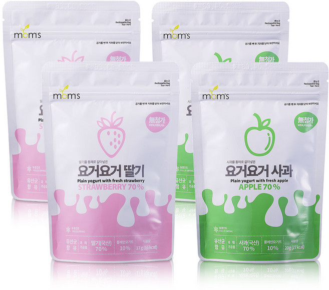 [맘스] 생과일이 무려70% 유산균 아이과자 요거요거 혼합10팩6팩4팩, 딸기맛3팩,사과맛3팩, 4개, 16g