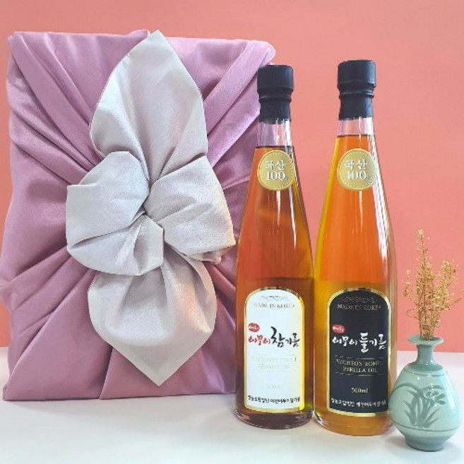 참기름 최고급 선물포장 어무이 미송2호, 1세트, 500ml