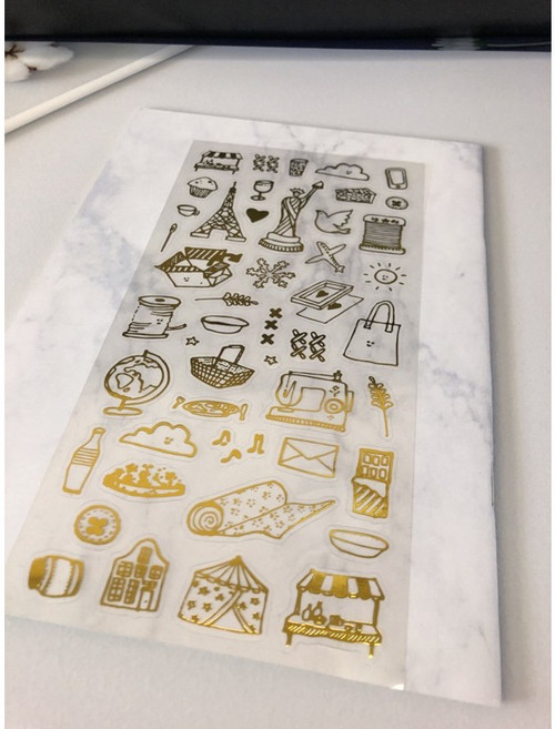 燙金手帳貼紙 高處看世界系列 星球 十二星座 適用於相冊製作, 旅行, 1個
