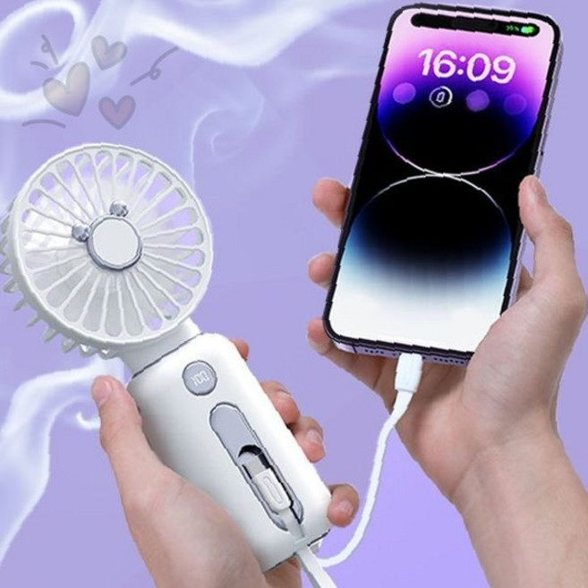 휴대용 핸디 선풍기 보조 배터리 충전 기능 분리형 거치대 탈착 가능 여름 야외, 상세페이지 참조, SIS-839 충전기식손선풍기(슈퍼배터리)(KC)_화이