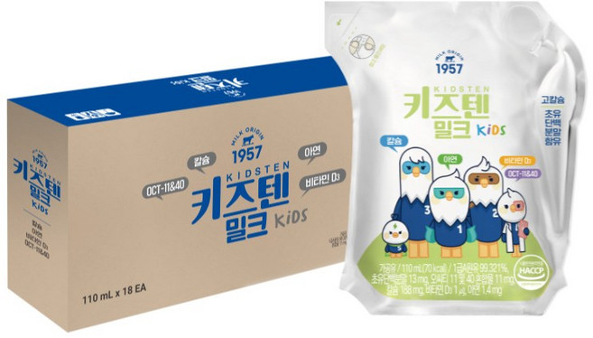 키즈텐 밀크, 110ml, 18개