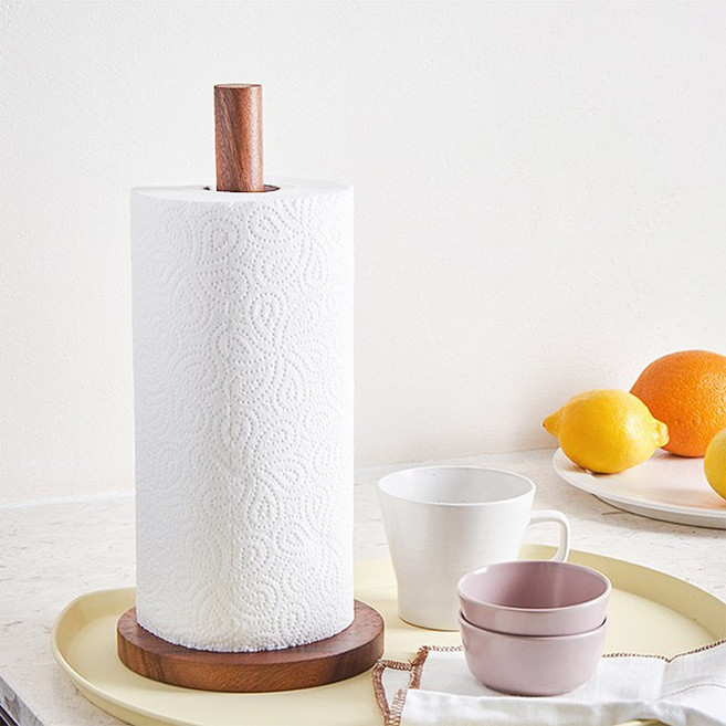 로아딕 북유럽 감성 우드 페이퍼타올 키친타올 홀더, 1개, 내추럴 우드