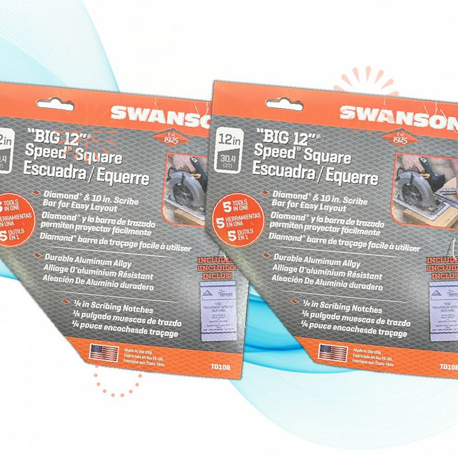 Swanson Tool Co. Inc 스완슨 직각자 T0108 빅 12 스피드 스퀘어 레이아웃 도구 2개 QP