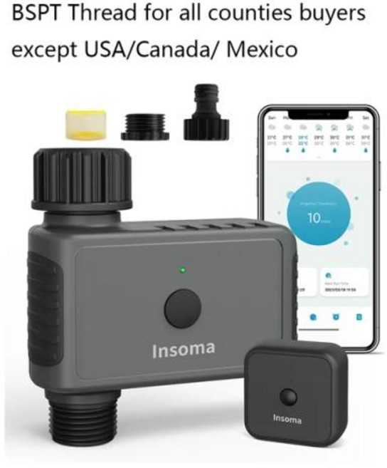 급수타이머 정원 Insoma 와이파이 자동 살수 타이머 원격 정원 물 스마트 관개 급수 시스템 호스 제어 장치 알렉사 지지대, 없음, 1개