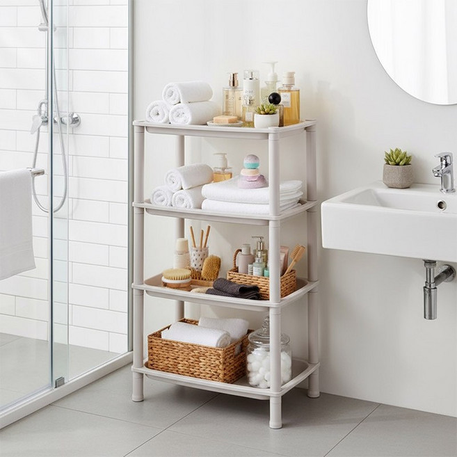 더 풀 욕실 화장실 정리대 다용도실 베란다 선반 수납대 4단, 아이보리