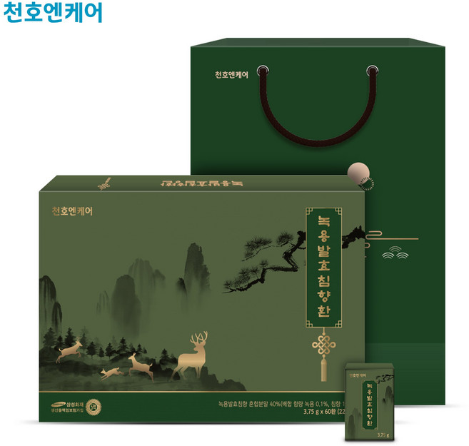 천호엔케어 침향환 녹용발효침향환 60환+선물용쇼핑백, 1세트, 225g