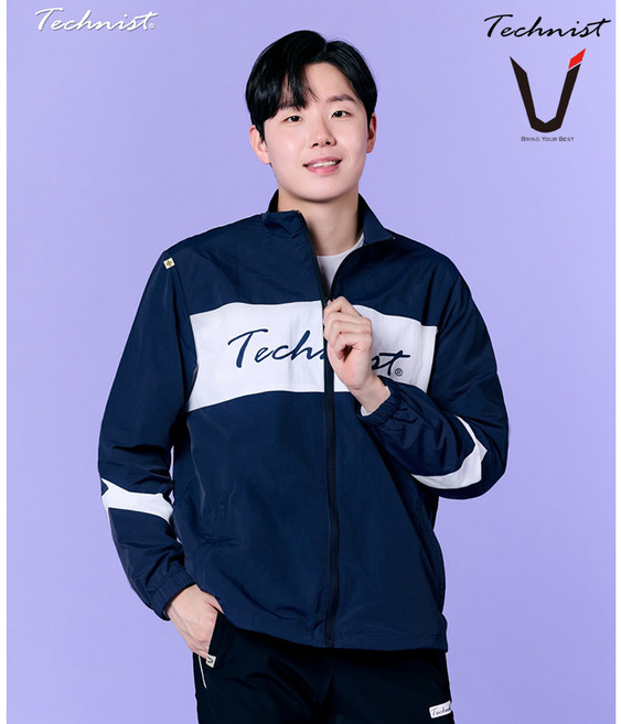 테크니스트 배드민턴 상의 긴팔티 트레이닝 자켓 네이비 화이트 TNJ6529