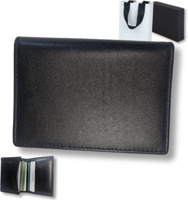 지니브 소가죽 명함지갑 (고급 박스 + 쇼핑백 패키지) 대용량 카드지갑 플레인 레더