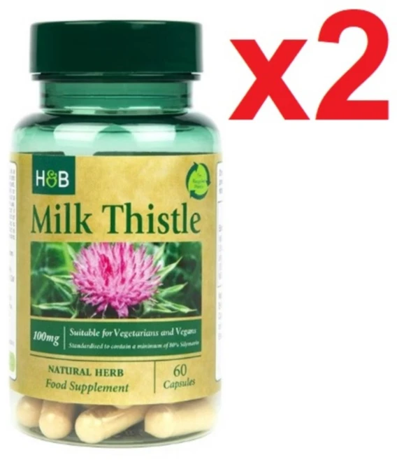 100mg 60정 2병 홀랜드앤바렛 밀크씨슬 밀크시슬 간건강 보충제 Holland & Barrett Milk Thistle, 2개 - 쿠팡