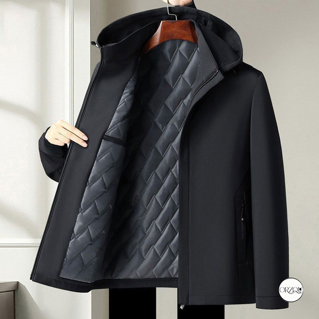 ORZQU 겨울 남성 캐주얼 기모 탈부착 후드 패딩 도톰 코트