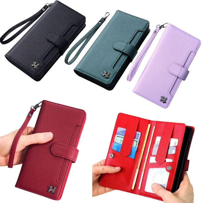 갤럭시 퀀텀3 SM-M536S 전면 후면 교통카드 넣는 카드포켓 손목 가죽 스트랩 양면 카드 지폐 수납 공간 많음 지갑 다이어리 핸드폰 케이스