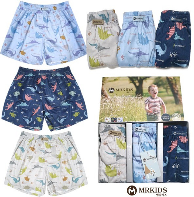 순면 100 남아용 트렁크팬티 3종 아동잠옷바지 이지웨어 여름팬티