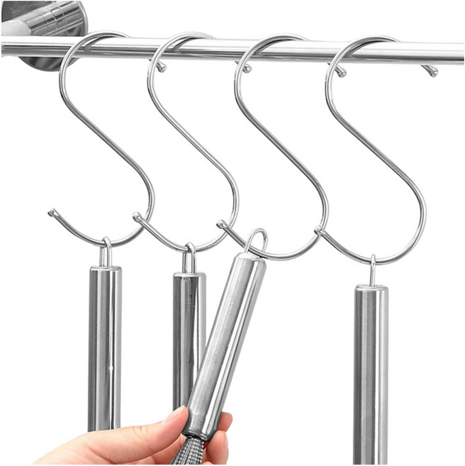 리빙홈디테일 다용도 스테인레스 S자 고리 대형, 실버, 10개