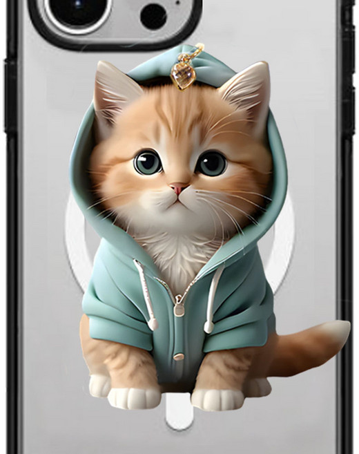 조아조아 9종 명품 그립 스마트 톡 강력자석 맥세이프 호환, 2.후드 냥이, 1개