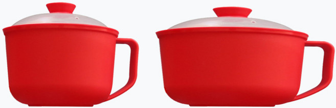 레몬글라스 전자레인지용 핸디형 스마트 찜기 중형 + 대형 (1000mL +1500mL) 2종세트 6피스, 레드, 1개