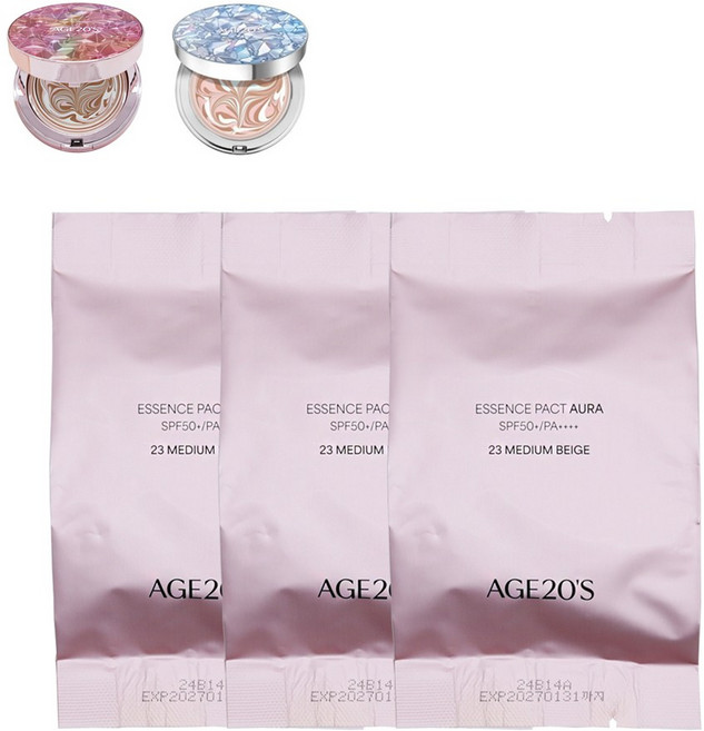 에이지투웨니스 최신상 에센스 커버 팩트 아우라 리필 3, 3개, 아우라 23호 리필