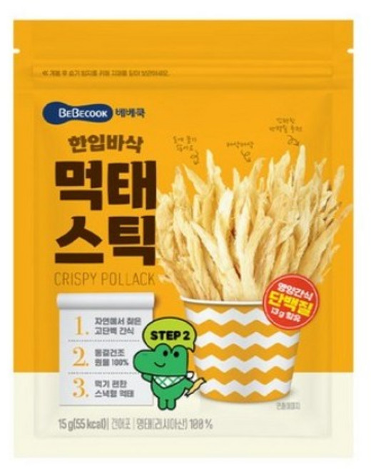 베베쿡 한입 바삭 먹태스틱, 먹태맛, 15g, 3개