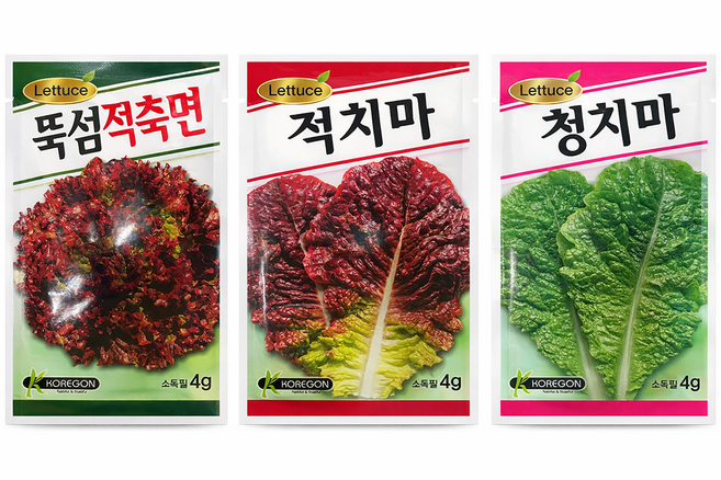 상추 씨앗 3종 적치마 청치마 뚝섬적축면 각 3000립 세트, 1개