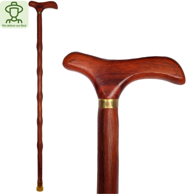 [GMD]어르신용 고급 원목 나무 지팡이 남성용 여성용, 1개, 레드 홍화리목