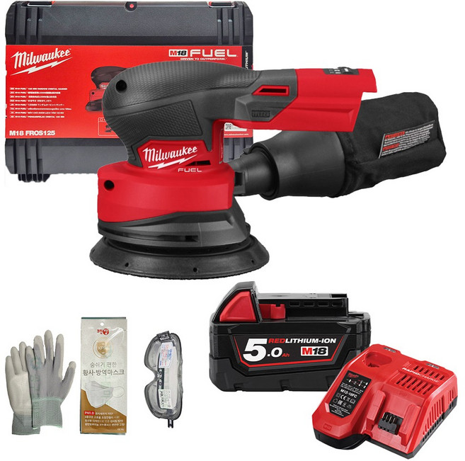 밀워키 충전 원형 샌더 18V 무선 샌딩기 목공작업용 핸드 휴대용 자동차 왁싱 밀위키, 배터리1개세트, 1개