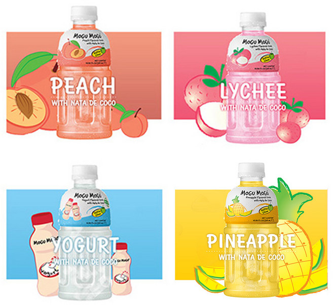 모구모구 4종 혼합 리치 복숭아 요거트 파인애플, 24개, 320ml