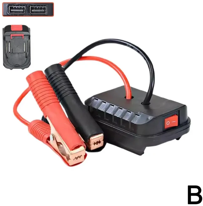 Makita 리튬 배터리 부스터 케이블 어댑터 비상 전원 키트 용 점화기 점프 스타터 클립이있는 DIY 변환기, 01 CN, 01 USB
