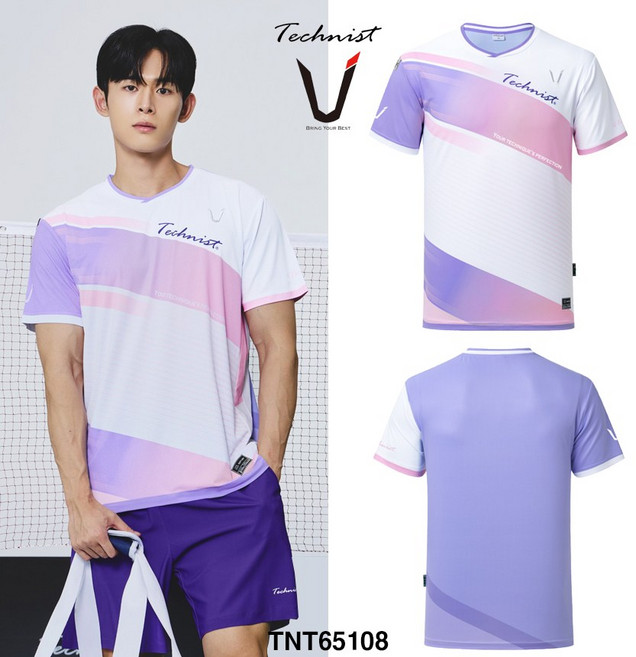 테크니스트 배드민턴 티셔츠 반팔 상의 핑크 라벤더 TNT65108 남성 여성 경기복
