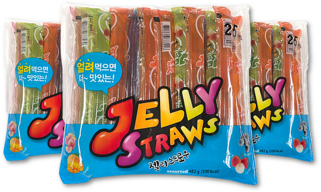젤리스트로우 25개입X3봉 얼려먹는젤리 쥬시스트로우, 482g, 3개