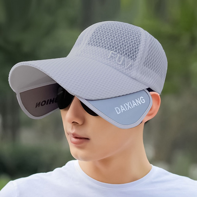 FUV 날개 망사캡 슬라이드윙 햇빛차단 골프모자 낚시모자 메쉬캡 썬캡, 그레이