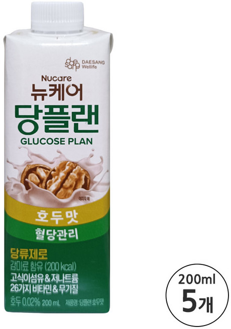 대상웰라이프 뉴케어 당플랜 당뇨환자영양식, 200ml, 5개