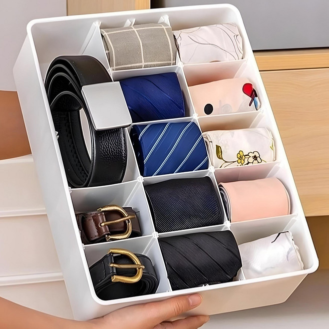 [칸이 모두 빠지는] 일상색감 칸조절 속옷 양말 정리함, 15칸 / 그레이, 1개