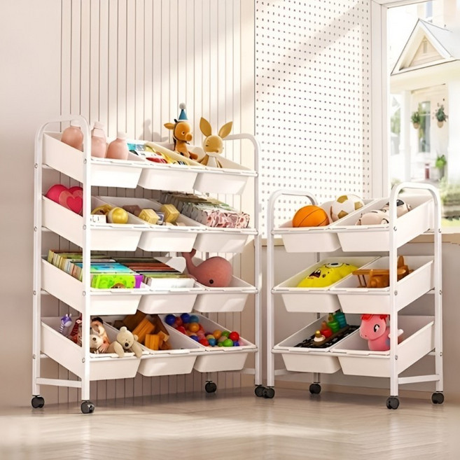 메쉬망 장난감 레고 블럭 정리 바구니 칸막이 다용도, 1개, 4단8구