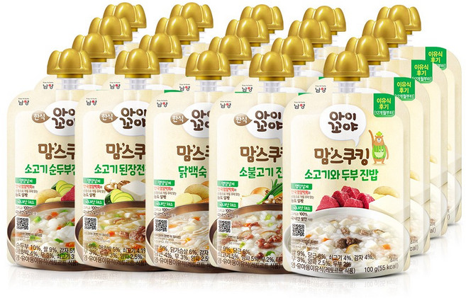 아이꼬야 맘스쿠킹 이유식 닭백숙 진밥 4개 + 소고기 된장전골 진밥 4개 + 소고기 순두부전골 진밥 4개 + 소불고기 진밥 4개 + 소고기와 두부 진밥 4개 세트, 4세트