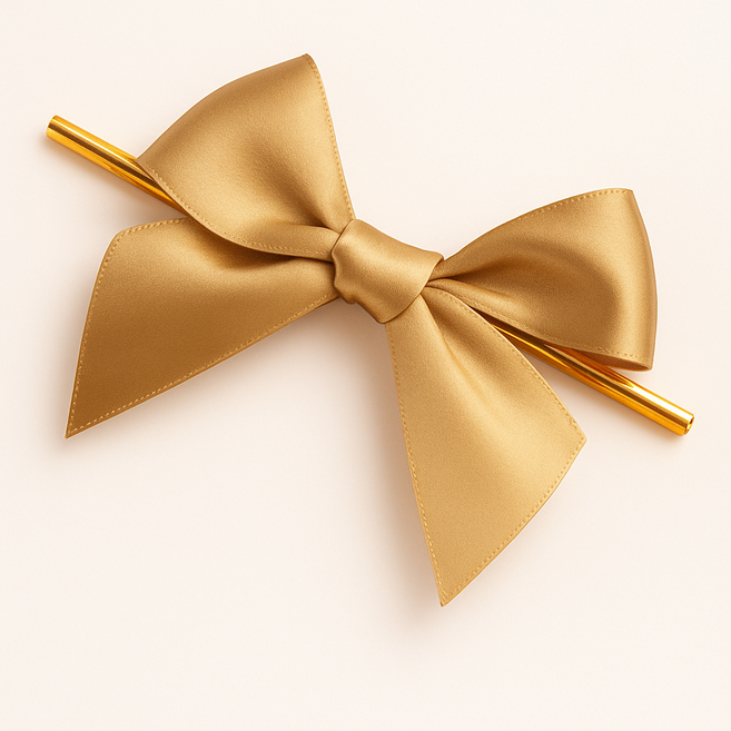 잇츠K 빵끈 완성리본 / 답례품 선물 포장 쿠키 리본타이, 80개, 골드