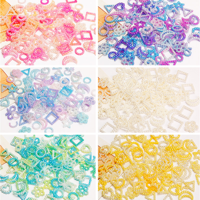 리리아트 진주링 하트 리본 컬러 믹스 파츠 6색 세트