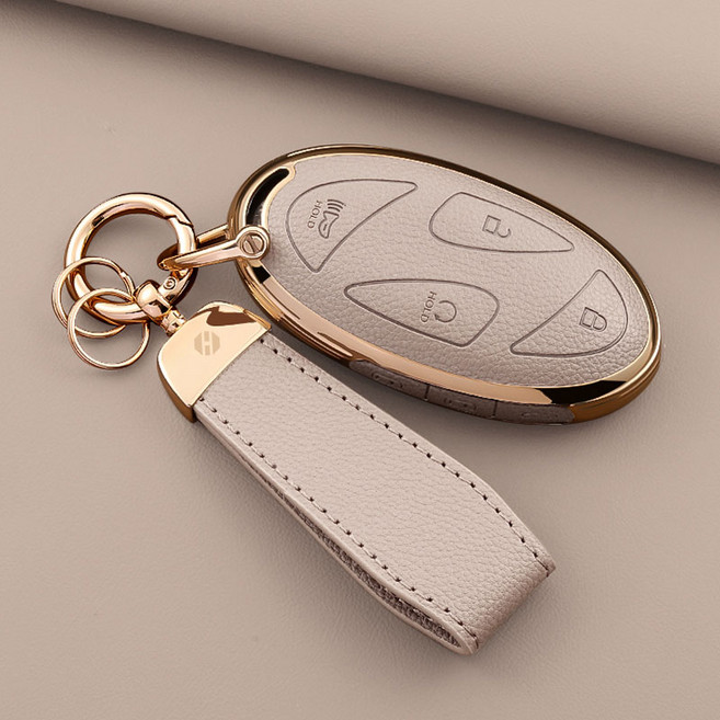 HAKO 소프트 가죽TPU 키케이스+키홀더 (현대호환), H-09, 핑크