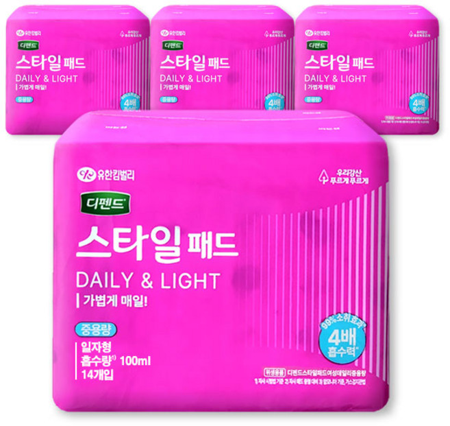디펜드 스타일패드 데일리 앤 라이트 중용량 일자형, FREE(onesize), 4개, 14매