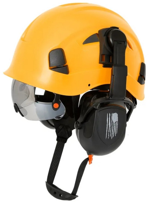 AOLAMEGS 고급형 안전모 헬멧 강력한 내구성 ABS소재 탈부착형 청력보호 귀마개 안전고글, 1개