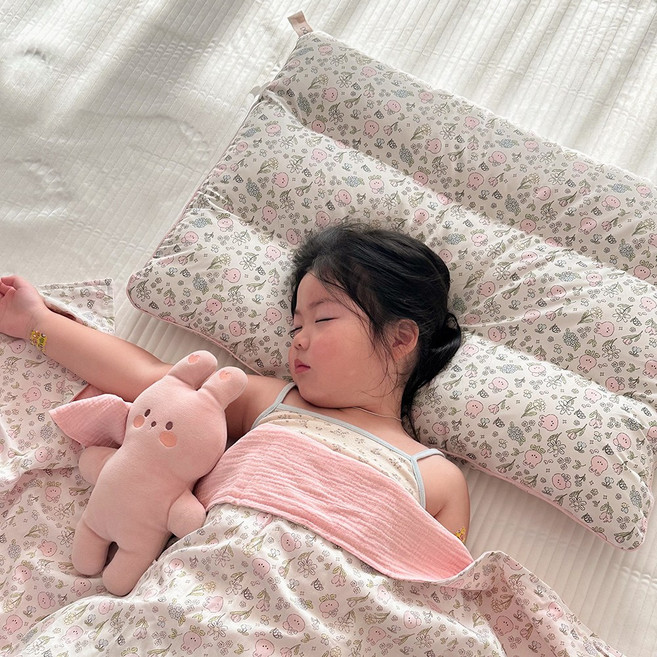 돗투돗 호텔느낌 구스필 유아 키즈 일체형 베개, 플라워베베바니