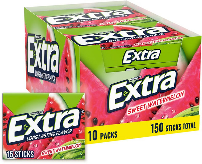 엑스트라 스위트 수박 무설탕 씹는 껌 대용량 15개입 (1 EXTRA Gum Sweet Watermelon Sugarfree Bulk Individually Wrapped, 1개