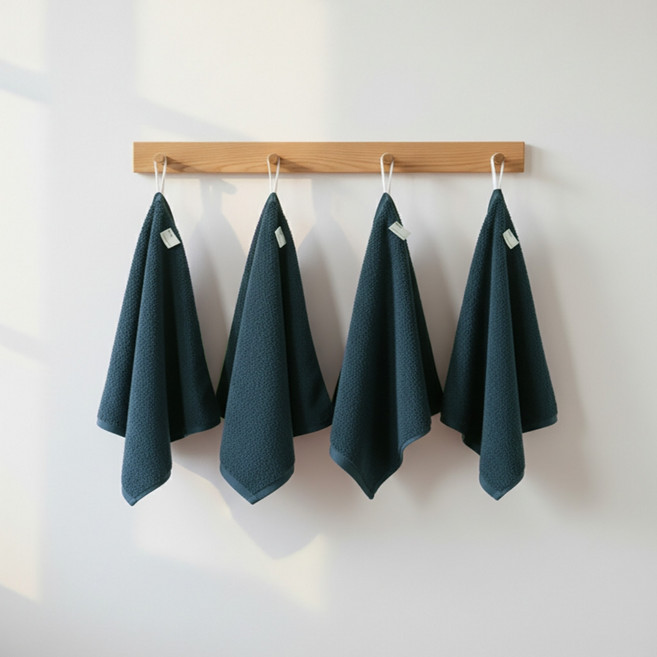 보드라미 40수 코마사 스테이 고리 핸드타올 고리수건 5장 어린이집 유치원, 딥그린, 5개