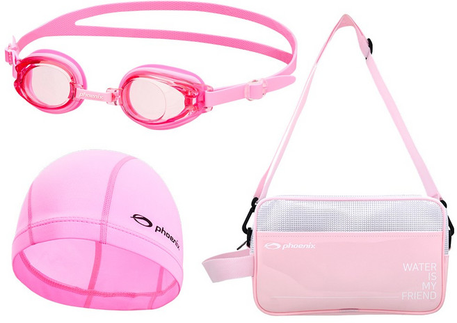 피닉스 아동 3종 생존수영 세트 F, 핑크