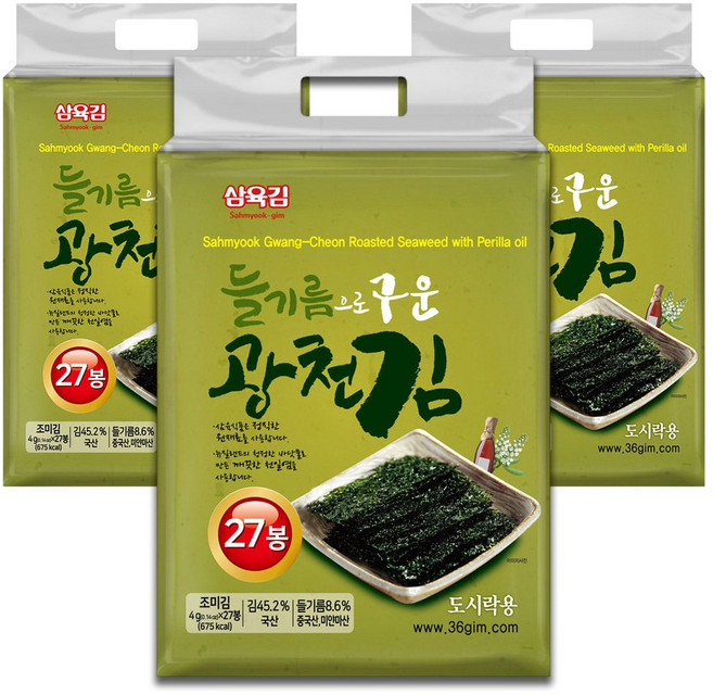 광천 삼육 들기름 재래김 도시락김 27단, 4g, 81개