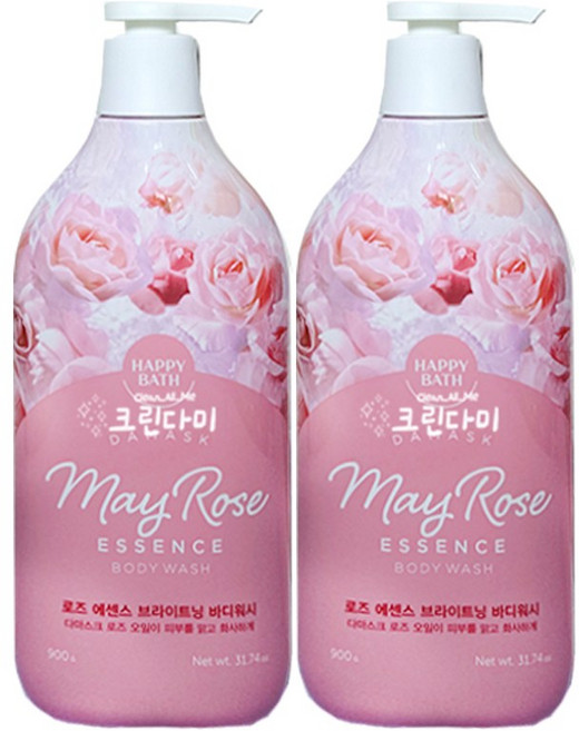 해피바스 에센스 바디워시 로즈 브라이트닝, 900g, 2개