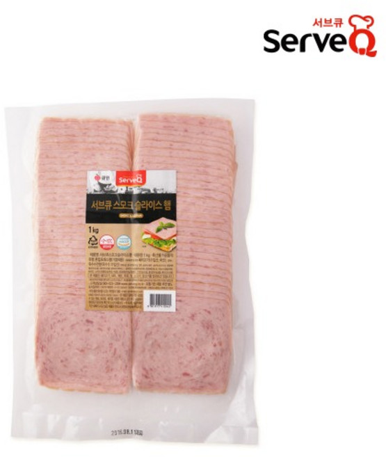 서브큐 스모크 슬라이스 햄 1kg 냉동 아이스박스 무료 포장, 서브큐 스모크슬라이스햄 냉동 1kg 아이스박스 무료포장, 1개
