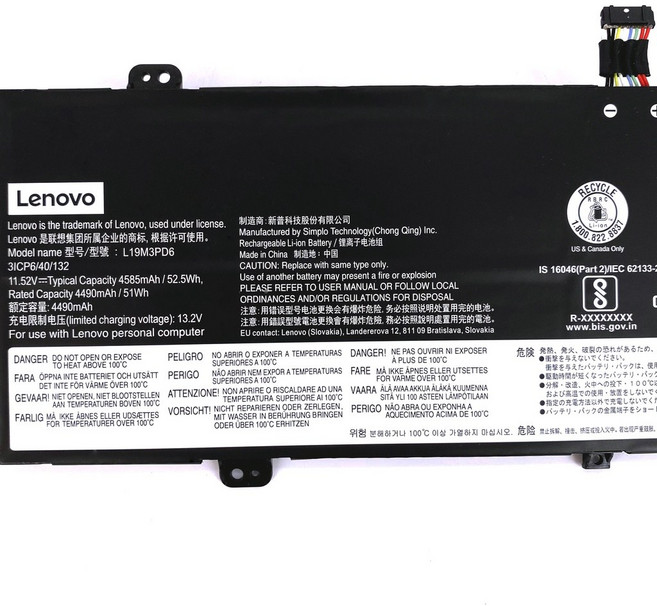 Lenovo L19M3PD6 筆記型電腦電池, 1個, L19M3PD6 電池-保固三個月