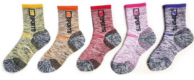 제이케이 국산 남녀 파일 이중바닥 등산양말 단목 5족, 혼합발송