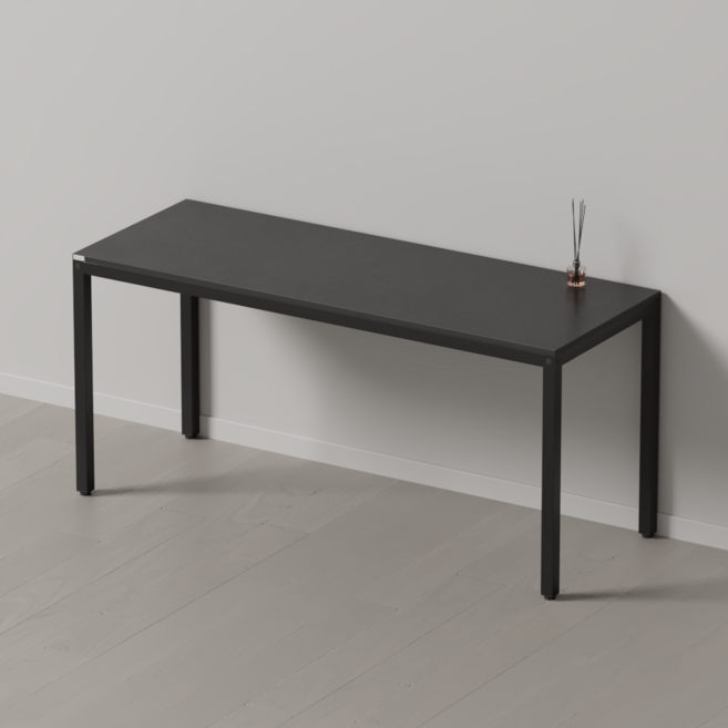 다가구 프래그마 1600 x 600 컴퓨터책상, 블랙+블랙 상판+블랙 프레임